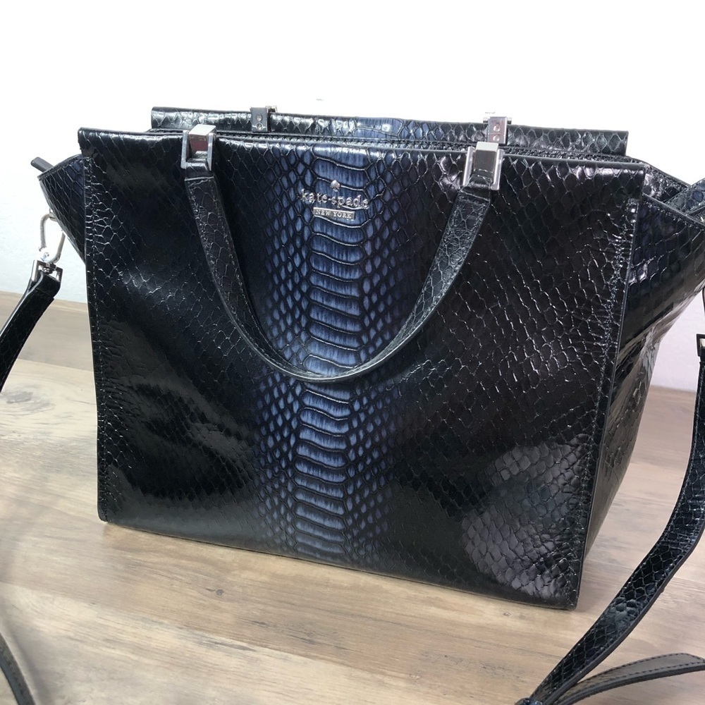 Kate Spade Midnight Blue Python Print Tote Bag - image 2